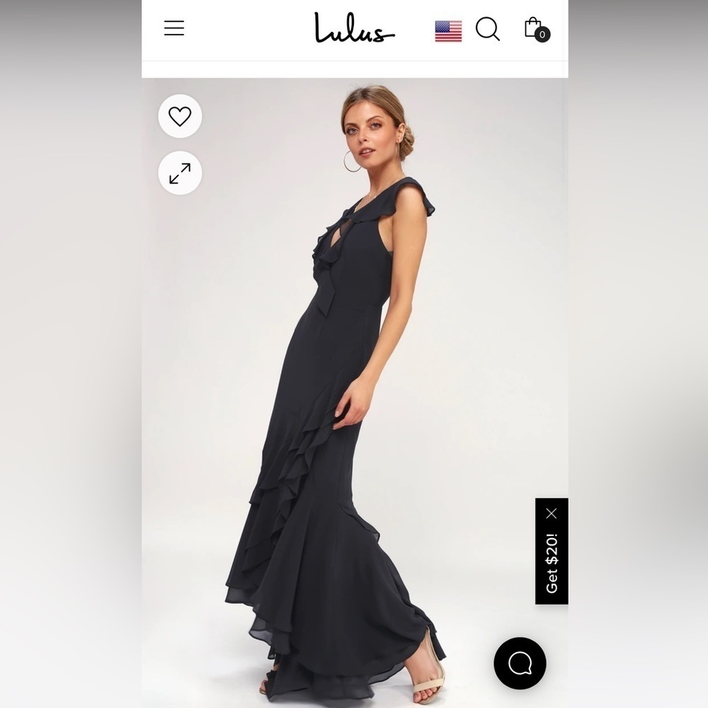 Lulus c/med collective Be About You Washed Navy Ruffled Asymmetrical Maxi Dress - Picture 7 of 16